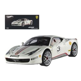 Ferrari 458 Italia Challenge White #3 Elite Edition 1/18 Diecast Car Model by Hotwheels