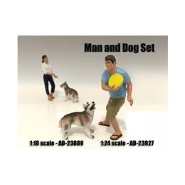 Man and Dog 2 Piece Figure Set For 1:24 Scale Models by American Diorama