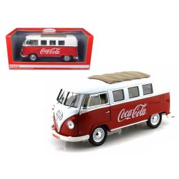 1962 Volkswagen Samba Bus Van \Coca Cola\ Red/White 1/18 by Motorcity Classics