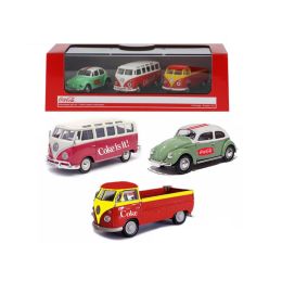 Volkswagen Coca Cola 3 Piece Gift Set 1/72 Diecast Car Models by Motorcity Classics