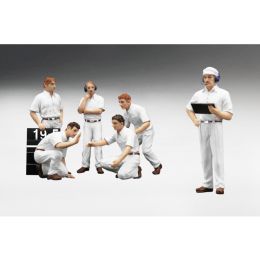 F1 Pit Crew Figures Classic Style Blank White Set of 6pc 1/18 by True Scale Miniatures