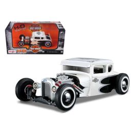 1929 Ford Model A White Harley Davidson 1/24 Diecast Model Car by Maisto