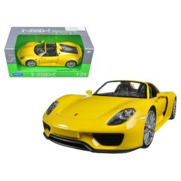 Porsche 918 Spyder Yellow Open Roof 1/24 Diecast Model Car by Welly