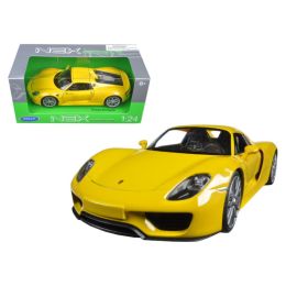 Porsche 918 Spyder Yellow Closed Roof 1/24 Diecast Model Car by Welly