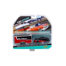 2004 Chevrolet Silverado SS with Car Trailer Red / Black Tow & Go 1/64 Diecast Model by Maisto