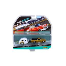 1967 Chevrolet El Camino with Traveler Trailer Gold Tow & Go Diecast Model by Maisto