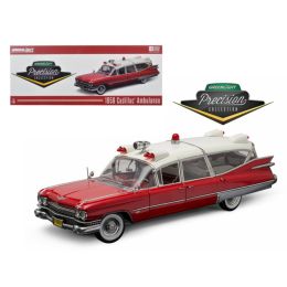 1959 Cadillac Ambulance Red and White Precision Collection 1/18 Diecast Model Car  by Greenlight