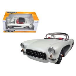 1957 Chevrolet Corvette Satin Cream Metallic with Matt Black Top and Side 1/24 Diecast Model Car by Jada