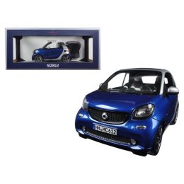 2015 Smart For Two Cabrio Blue and Silver 1/18 Diecast Model Car by Norev