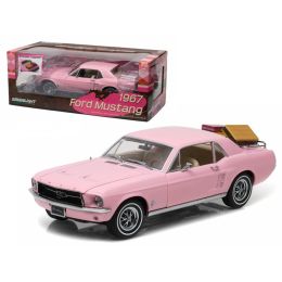 1967 Ford Mustang Coupe Pink with Luggage 1/18 Diecast Model Car by Greenlight