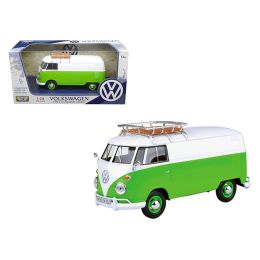 Volkswagen Type 2 (T1) Delivery Van Green/White 1/24 Diecast Model Car by Motormax