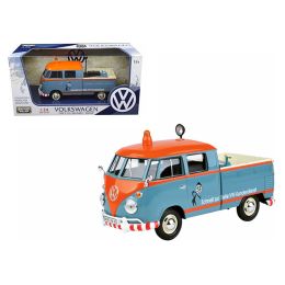 Volkswagen Type 2 (T1) Delivery Pickup Truck Blue/Orange \Kundendienst\ 1/24 Diecast Model Car by Motormax