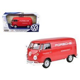 Volkswagen Type 2 (T1) Delivery Truck Red Porsche Service 1/24 Diecast Model Car by Motormax