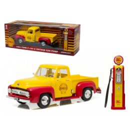 1953 Ford F-100 Pickup Truck  Shell Oil with Vintage Gas Pump 1/18 Diecast Model Car  by Greenlight