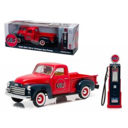 1950 GMC 150 Pickup Truck Gulf Oil with Vintage Gas Pump 1/18 Diecast Model Car  by Greenlight