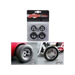 Chromed Hot Rod Drag Wheels and Tires Set of 4 1/18 by GMP