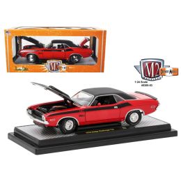 1970 Dodge Challenger T/A Bright Red with Flat Black Stripes 1/24 Diecast Model Car by M2 Machines