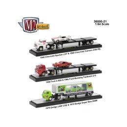 Auto Haulers Release 21, 3 Trucks Set 1/64 Diecast Models by M2 Machines