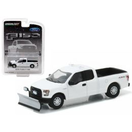 2015 Ford F-150 White with Light Bar and Snow Plow Pickup Truck Hobby Exclusive 1/64 Diecast Model Car by Greenlight