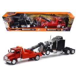 Kenworth T300 Tow Truck Red and Kenworth W900 Cab Black 1/43 by New Ray