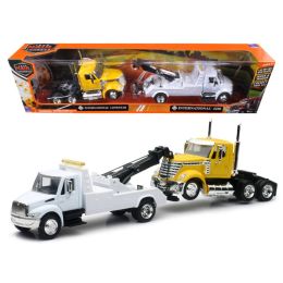 International 4200 Tow Truck White and International Lonestar Cab Yellow 1/43 by New Ray