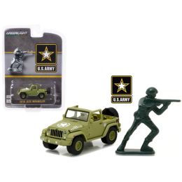 2016 Jeep Wrangler U.S. Army with U.S. Army Soldier Figure 1/64 Diecast Model Car by Greenlight