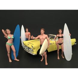 Surfers 4 Piece Figure Set For 1:24 Scale Models by American Diorama