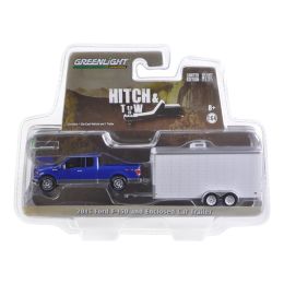 2015 Ford F-150 and White Car Hauler Hitch & Tow Hobby Exclusive 1/64 Diecast Model Car by Greenlight