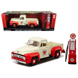 1953 Ford F-100 Pickup Truck Texaco with Vintage Texaco Gas Pump 1/18 Diecast Model Car by Greenlight