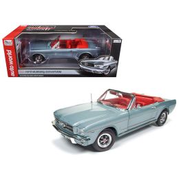 1965 Ford Mustang Convertible Silver Smoke Gray Limited Edition to 1002pcs 1/18 Diecast Model Car by Autoworld