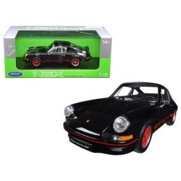 1973 Porsche 911 Carrera RS Black with Red Stripes 1/18 Diecast Model Car by Welly