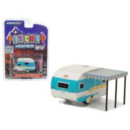 1958 Catolac DeVille Travel Trailer White and Teal 1/64 Diecast Model by Greenlight