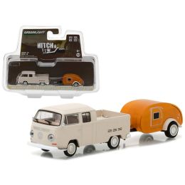 1968 Volkswagen Type 2 Double Cab Pickup and Teardrop Trailer Hitch & Tow Series 10 1/64 Diecast Model Car  by Greenlight