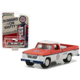 1962 Dodge D-100 Pickup Truck Long Bed with Tool Box Red Crown Gasoline 1/64 Diecast Model Car by Greenlight