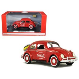 1966 Volkswagen Beetle \Coca Cola\ with Rear Decklid Rack and 2 Bottle Cases 1/24 Diecast Model Car by Motorcity Classics