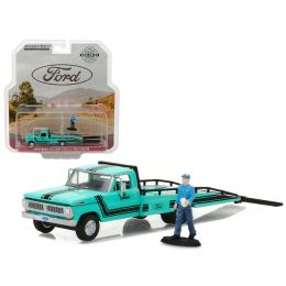 1970 Ford F-350 Ramp Truck with Truck Driver Figure Hobby Exclusive 1/64 Diecast Model Car by Greenlight
