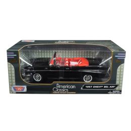 1957 Chevrolet Bel Air Convertible Black 1/18 Diecast Car Model by Motormax