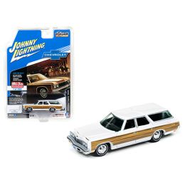 1973 Chevrolet Caprice Wagon White \Classic Gold\ 1/64 Diecast Model Car by Johnny Lightning