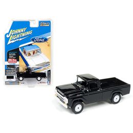 1959 Ford F-250 Pickup Truck Black \Classic Gold\ 1/64 Diecast Model Car by Johnny Lightning