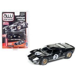 1965 Ford GT40 Black #2 Vintage Racing 1/64 Diecast Model Car by Autoworld