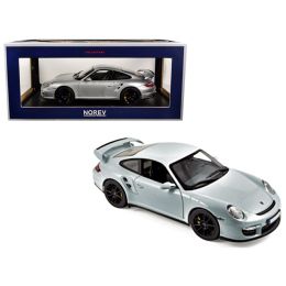 2007 Porsche 911 GT2 Silver with Black Wheels 1/18 Diecast Model Car by Norev