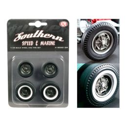 1932 Ford 5 Five Window Southern Speed and Marine KIdney Bean Hot Rod Wheels and Tires Set of 4 1/18 by ACME