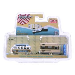 Volkswagen Samba Bus Beige and 1964 Winnebago 216 Travel Trailer Hitch & Tow Series Limited Edition to 2898pcs 1/64 Diecast Model Car by Greenlight