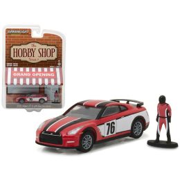 2015 Nissan GT-R R35 Red #76 with Race Car Driver \The Hobby Shop\ Series 1 1/64 Diecast Model Car by Greenlight
