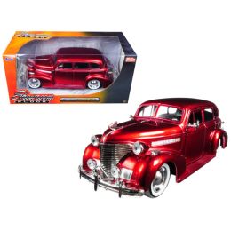 1939 Chevrolet Master Deluxe Red with baby Moon Wheels \Showroom Floor\ 1/24 Diecast Model Car by Jada