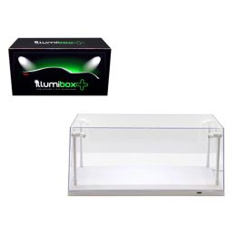 Collectible Display Show Case with LED Lights for 1/18 1/24 Models with White Base by Illumibox