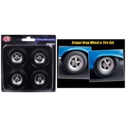 1957 Chevrolet Bel Air Hot Rod Cragar Drag Wheels and Tires Set of 4 1/18 by Acme