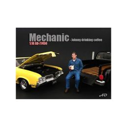 Mechanic Johnny Drinking Coffee Figurine / Figure For 1:18 Models by American Diorama