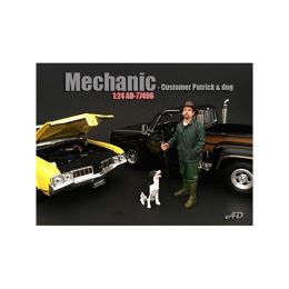 Customer Patrick and a Dog Figurine / Figure For 1:24 Models by American Diorama