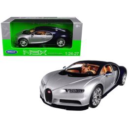 Bugatti Chiron Silver / Blue 1/24 - 1/27 Diecast Model Car by Welly